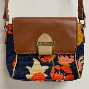 Spartina 449 , Mary Lavinia Fold Over Crossbody Floral Navy Canvas Bag Purse